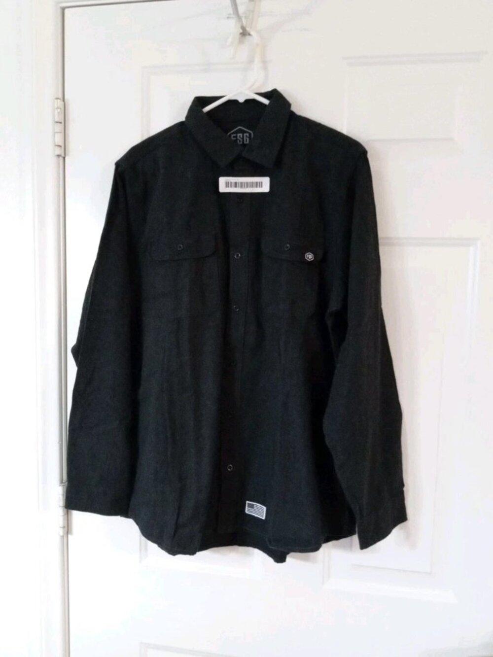 Freedom Street Garage FSG Logo Soft Flannel Men's Large Charcoal Long Sleeve NWT